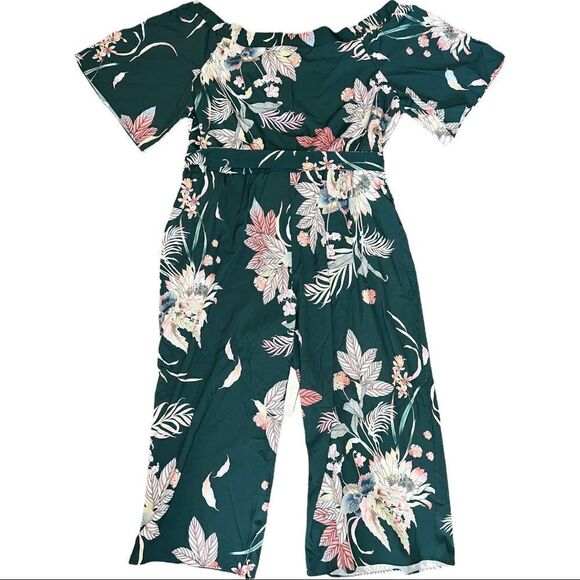 City Chic Jumpsuit in Emerald Amazon Lily Print - Picture 4 of 8